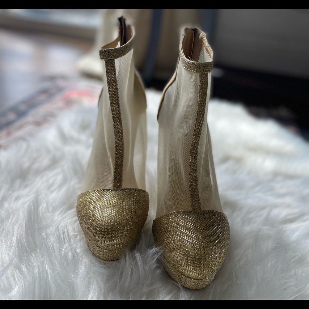 Gold Platform Ankle Boots